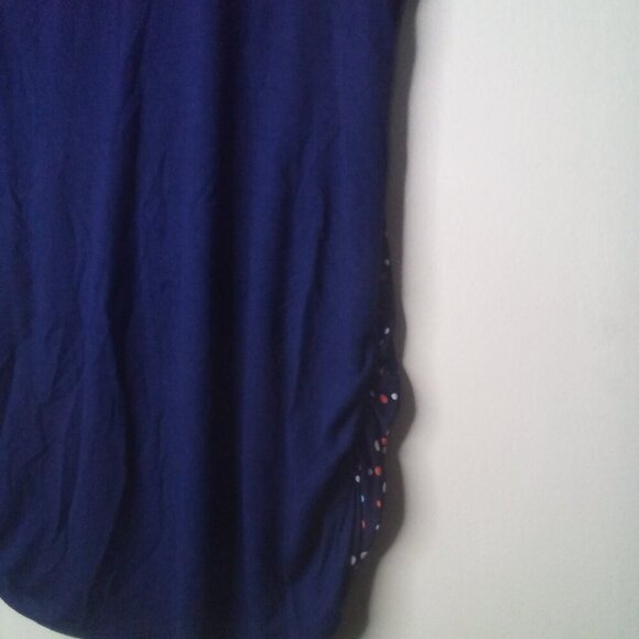 Robin's Nest Shirt Maternity L Short Sleeve Polka Dot Color Block Blue Red - Picture 9 of 15